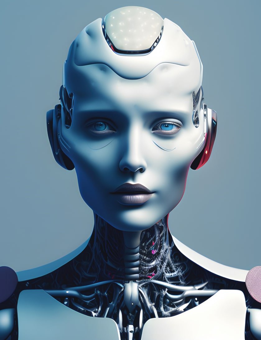 Android robot face headshot portrait generative ai 1 min